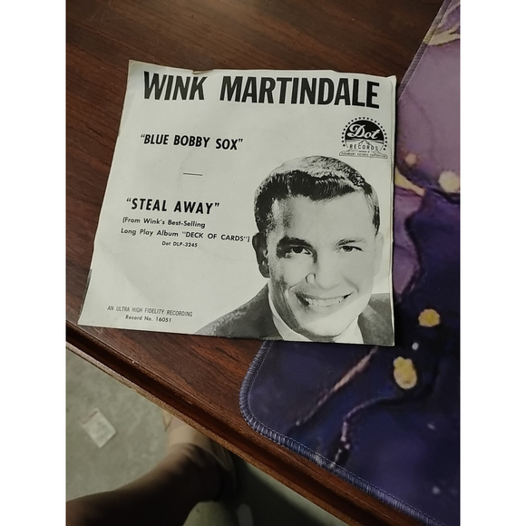 WINK MARTINDALE-PICTURE SLEEVE+45-(STEAL AWAY/BLUE BOBBY SOX) - Picture 1 of 4